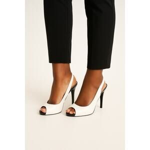 Guess Sling Backs White Black Heels Size - 10